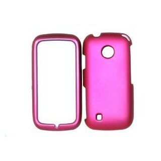 Straight Talk NET 10 LG 505c HOT PINK SOLID RUBBERIZED RUBBER COATED Design HARD Case Skin Cover Protector Accessory LG 505C LG505C LG 505 C Cell Phones & Accessories