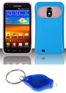 Light Blue / Baby Pink Glow in the Dark Hybrid Case + Atom LED Keychain Light for Samsung Galaxy S2 D710 (Boost Mobile, Virgin Mobile, Ting, Sprint): Cell Phones & Accessories