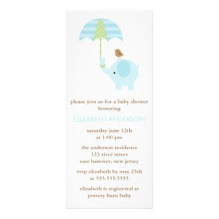 Blue Elephant Baby Shower Personalized Invitation