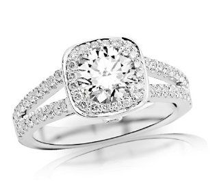 1.19 Carat GIA Certified Round Cut / Shape Gorgeous Split Shank Halo Style And Bezel Set Round Diamond Engagement Ring ( E Color , VVS2 Clarity ): Jewelry