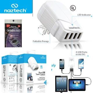 Naztech Quad 4 Way USB Charging Station for Samsung Galaxy S4 and Samsung Galaxy S3 and Samsung Galaxy S2 with folding prongs and 4 amps of power. Comes with radiation shield.: Cell Phones & Accessories