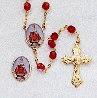 Crystal Rosary   Infant of Prague   7mm Crystal Beads   21in. Chain   Center Piece with Matching Lapel Pin   Gift Box Included   IMPORTED FROM ITALY: Jewelry