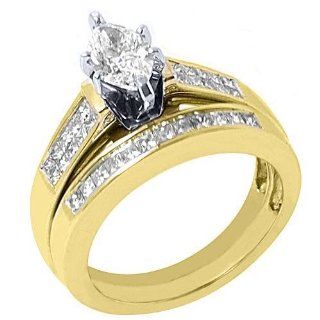 14k Yellow Gold 2 Carat Marquise Diamond Engagement Ring Wedding Band Bridal Set: TheJewelryMaster: Jewelry