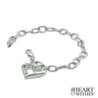 The Heart Within™ Diamond Accent Heart Charm Bracelet in Sterling