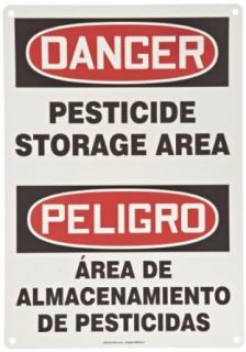Accuform Signs SBMCAW116VP Plastic Spanish Bilingual Sign, Legend "DANGER PESTICIDE STORAGE AREA/PELIGRO AREA DE ALMACENAMIENTO DE PESTICIDAS", 20" Length x 14" Width x 0.055" Thickness, Red/Black on White: Industrial Warning Signs