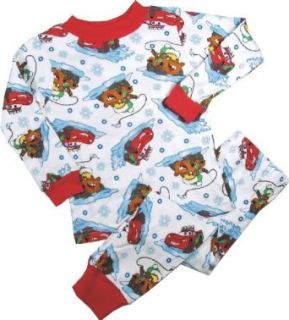 Disney Cars Lightning McQueen & Mater "Christmas Snow" White Toddler Boys Pajamas PJs Sleepwear Set 2T 4T (3T) Clothing