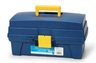 Darice 14 Inch 2 Tray Storage Box, Petroleum Blue