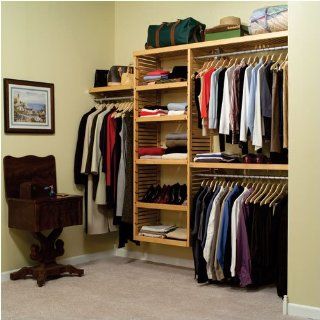 John Louis Home JLH 525 Deluxe 16 Inch Deep Closet Shelving System, Honey Maple   Closet Storage And Organization Systems