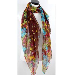 High quality Fashion Big Flower Garden Floral Super long scarf Shawls floral scarves Flowers are blooming (coffee) : Beauty Products : Beauty