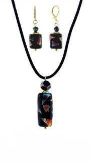 Murano Style Glass Pendant AND matching Earrings (N528): Serenity Crystals: Jewelry