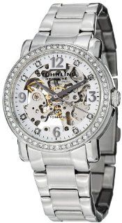 Stuhrling Original Women's 531L.11112 Classic Delphi Canterbury Automatic Skeleton Swarovski Crystal Accented Silver Dial Watch: Watches