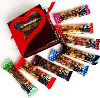 Mother's Day Open Heart Gift Box Filled With Kind Bars Brand Natural Healthy Fruit & Nut Protein Antioxidant Assortment   Quantity 8 : Nutrition Bars : Grocery & Gourmet Food
