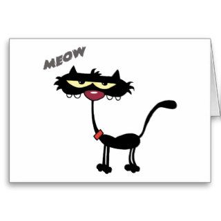 Black Cat Cartoon Charactrer Greeting Cards