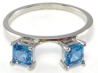 Princess Blue Topaz Ring Wrap Guard Enhancer 10k white gold: Wedding Bands: Jewelry