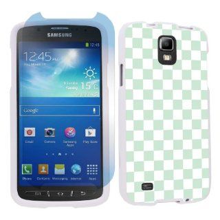Samsung Galaxy S4 Active SGH i537 (AT&T) White Protection Case + Screen Protector   Mint Checker By SkinGuardz: Cell Phones & Accessories