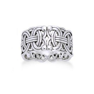 Viking Braided Wedding Band Borre Knot Norse Celtic 10mm Sterling Silver Ring(Sizes 4,5,6,7,8,9,10,11,12,13,14,15): Jewelry