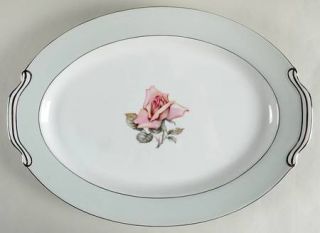 Halsey Damask Rose 16 Oval Serving Platter, Fine China Dinnerware   Pink/Beige
