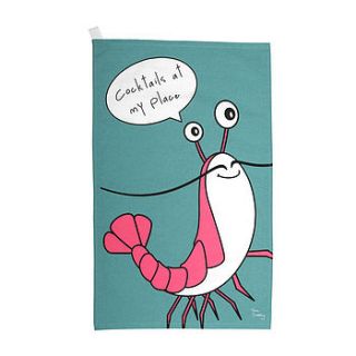 'cocktails at my place' tea towel by gone crabbing limited