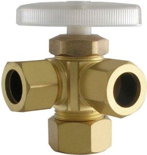 LDR 537 5505RB 1/2 Inch OD by 1/2 Inch OD by 5/8 Inch OD Dual Outlet Angle Shut Off Valve Rough Brass Low Lead, Chrome Plated: Home Improvement