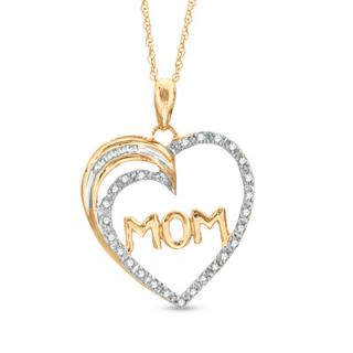 10 CT. T.W. Diamond MOM Heart Pendant in 10K Gold   Zales