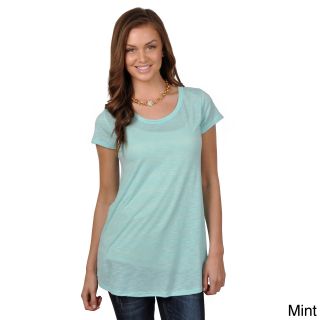 Journee Collection Journee Collection Womens Short Sleeve Scoop Neck Tunic Top Green Size S (4 : 6)