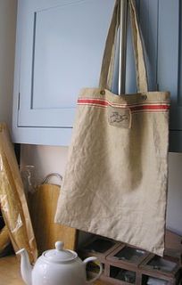 vintage linen shopper by running hare art & design
