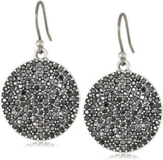 Lucky Brand Silver Pave Disk Earrings: Jewelry