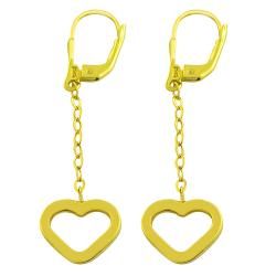 Fremada Gold over Sterling Silver Open Heart Dangle Earrings Fremada Gold Over Silver Earrings