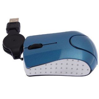 OEM Mini High Precision 3 Button USB Optical Scroll Wheel Mouse Mice with Retractable Cable Blue: Computers & Accessories