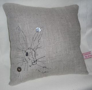 hare linen cushion by jammy things