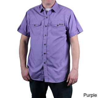 Mo7 Mo7 Mens Garment Washed Woven Short Sleeve Shirt Purple Size M