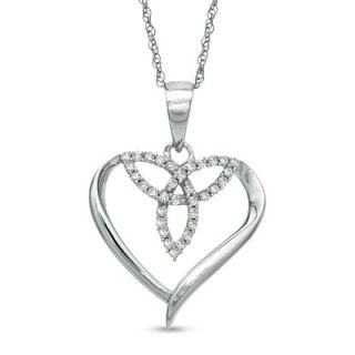 CT. T.W. Diamond Celtic Trinity Knot and Heart Pendant in 10K