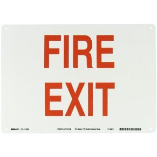 Brady 116081 14" Width x 10" Height B 563 Plastic, Red on White Color Sustainable Safety Sign, Legend "Fire Exit": Industrial Warning Signs: Industrial & Scientific