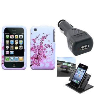 eForCity Car Charger + Holder + Spring Flowers Phone Case Cover compatible with Apple® iPhone® 3GS/3G: Cell Phones & Accessories