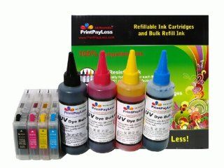 PrintPayLess  Brand Refillable Ink Cartridge for Brother LC71 / LC75 / LC79(nonOEM) Ink Cartridges, Brother All In One Printers: MFC J6510DW + 400ml PrintPayLess Brand Anti UV Bulk Refill Ink Specially Formulated for Brother   Cyan, Yellow, Magenta, and B