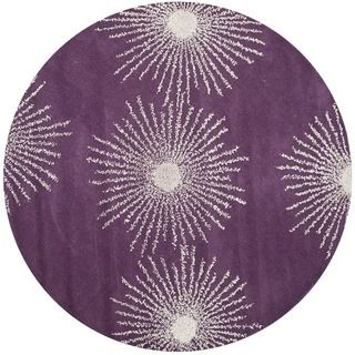Safavieh Hand made Soho Burst Purple/ Ivory Wool Rug (6 Round)