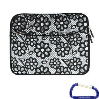 Kindle Fire HD 8.9" Neoprene Zipper Sleeve Cover Case with Gizmo Dorks Carabiner Key Chain   Black Flower Computers & Accessories