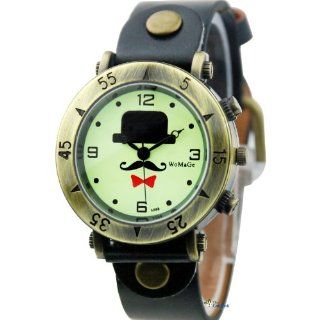 Cool Creative Elegant Lady Watch Hat Beard Dial Design 2013 Hot Sale New Trend Soft Leather Strap Pointer Display WA568 (Black Color) at  Women's Watch store.