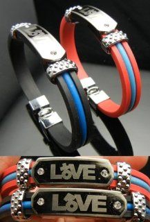 SALE OUT!!! LIMITED STOCK! TF567   2 pcs Laser LOVE Male Female Sign Crystal Pendant Couple Bracelet Lover: Health & Personal Care