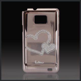 Designer Hearts on Mirror Silver "Cristalina Xcellence" bling rhinestone case cover for Samsung Galaxy S 2 II i9100: Cell Phones & Accessories