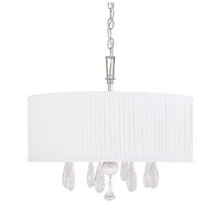 Capital Lighting 4488PN 574 CR Alisa 4 Light Chandelier, Polished Nickel Finish with Fabric Shade and Clear Crystal Accents   Drum Pendant Light  
