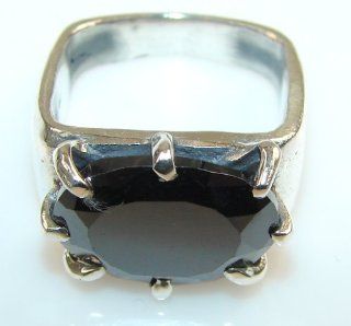 Black Onyx Women's Silver Ring Size: 7 11.20g (color: black, dim.: 1/4, 1/2 1/4 inch). Black Onyx Crafted in 925 Sterling Silver only ONE ring available   ring entirely handmade by the most gifted artisans   one of a kind world wide item   FREE GIFT BO