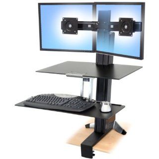 Ergotron WorkFit S Dual with Worksurface+   stand (33 349 200)   : Computer Monitor Stands : Industrial & Scientific