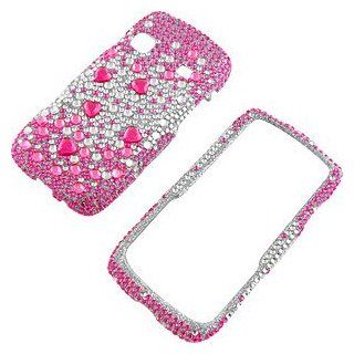 Rhinestones Protector Case for Samsung Replenish SPH M580, Hot Pink Silver Gems Full Diamond Cell Phones & Accessories
