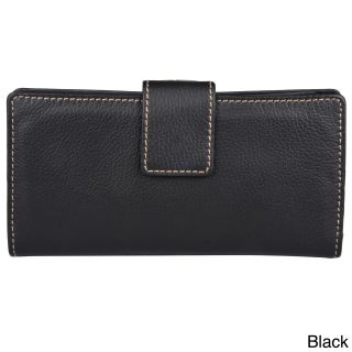 Mundi Womens Genuine Leather Checkbook Clutch Wallet