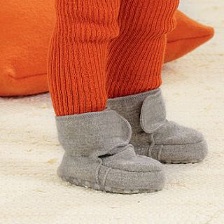 organic boiled wool non slip baby booties by lana bambini