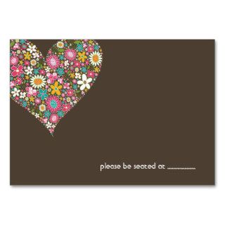Pink Spring Flowers 2 Heart Love Place Card Business Card Templates