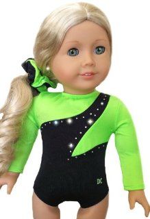 JAZZ GYMNASTICS DANCE LEOTARD SET Neon Lime Green & Black   Fits American Girl 18 inch Doll   Doll Clothes Lot: Toys & Games