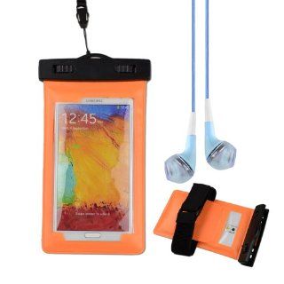 Orange Waterproof case for Samsung galaxy note 3 / note 2 / LG Optimus G Pro + VanGoddy Headphone with MIC , Blue: Cell Phones & Accessories