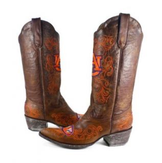 Auburn University Tigers Gameday Womens Cowboy Boots Pointy Genuine Leather Brown AUB L001 1: Shoes